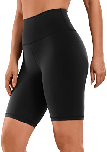 CRZ YOGA Naked Feeling Damen Radlerhose Blickdicht Hohe Taille Kurze Sporthose Yoga Sommer Shorts für Gym Sport - 20cm Schwarz 38