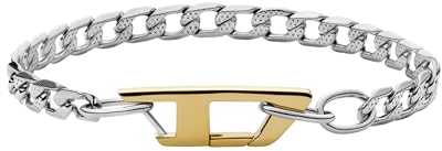 Diesel Armband Für Männer Stahl, L: 180-195mm, B: 7mm Silber Edelstahlarmband, DX1338040