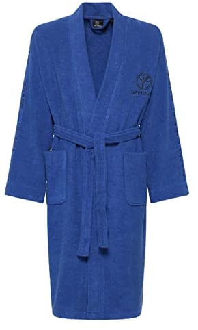 Carlo Colucci Bademantel Vito für Herren aus weichem Baumwoll-Frottier, sportlich und nachhaltig, Farbe:Blau, Größe:XL