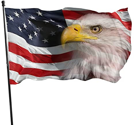 NIBABA Eagle Usa Bandiera Americana Decorativa da Giardino, Stampa Bandiera Americana, 90 x 150 cm, Casa, Scuola, Feste, Patriottico, Leggera