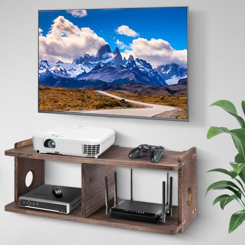 BEARUT Floating Shelves Projector Shelf Rack PlayStation Wall Mount Holder TV Stand WiFi Router Storage Box Modem Cable Box Cover Hider TV Shelf for Xbox DVD Players Games Consoles