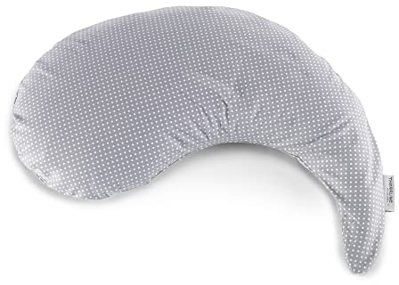 Set Theraline Stillkissen Yinnie & Spucktuch Blaubär | Schmuse- und Lesekissen 135 cm x 35 cm | Bauchstützkissen mit sandfeinen Perlen | Schmusekissen inkl. Außenbezug