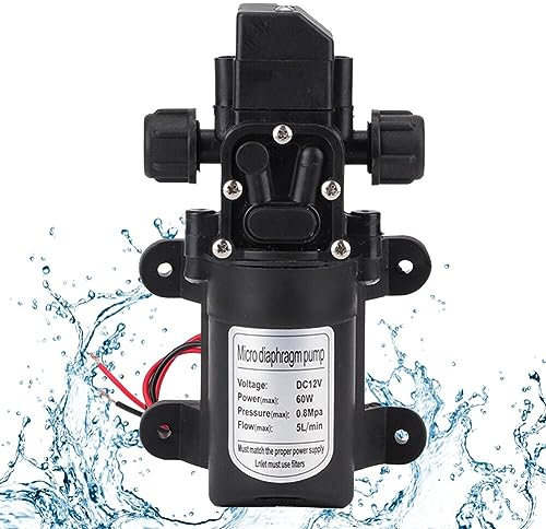Jadeshay Bomba de Agua 12V,Bomba de Diafragma Bomba de Agua Autocebante de Alta Presión 5L/Min Bomba Autocebante DC para Jardín Caravana Camping RV Botes