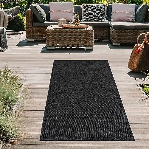 Teppich-Traum In- & Outdoor Teppich wetterfest robust strapazierfähig UV-beständig anthrazit Läufer lang 80 x 200 cm