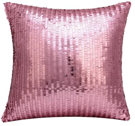 Wisafory 2 Stück Pailletten Kissenbezug Glitzer Dekokissen Kissenhülle Kopfkissenbezug mit Reißverschluss Quadratischer Zierkissen Couchkissen Kissenbezüge für Homdekoration 38x38cm Rosa