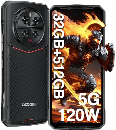 DOOGEE DK10 [2024] 5G Telephone Portable Incassable 32GB+512GB, 2,5K AMOLED 6,67 FHD+ 120 Hz, Caméra Quadruple 64+50 MP, 5150mAh 120W, Dimensity 8020, Android 13 Smartphone Incassable, IP68IP69K/NFC