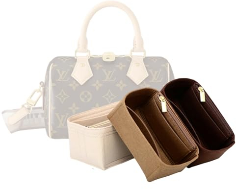 LinerLink Taschen-Organizer für LV Speedy Bandoulière 30 Taschen (30 x 21 x 17 cm (L x H x T), handgefertigter Tascheneinsatz, 2 mm Filztascheneinsatz, Damenhandtaschenformer (Beige, Stil A)