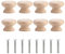8 Pcs Wooden Door Handles, Round Mushroom Drawer Knobs, Natural Solid Wood Cupboard Knobs, for Cabinet, Wardrobe, Kitchen, Office Furniture (35mm)