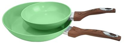 Phantom Chef 8” and 11 Frying Pan Set | Pure Aluminum Nonstick Frying Pan Set With Easy Clean Ceramic Coating | Soft Touch Stay Cool Handle | PTFE PFOA Lead and Cadmium Free Fry Pan | 2 Piece | Mint