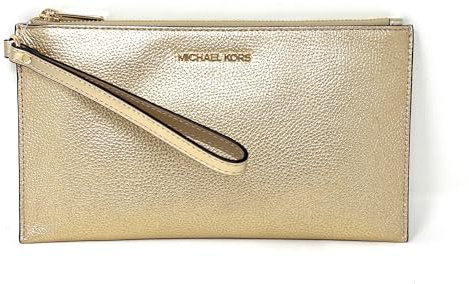 MICHAEL KORS Jet Set Travel Large Clutch, Lederarmband, Blassgold, pale gold, Medium