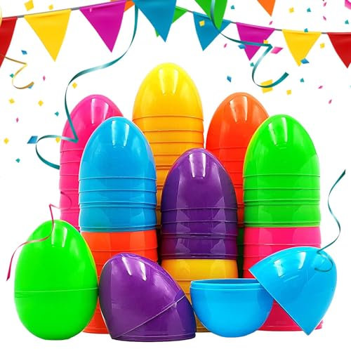Yanayi 50 Oeufs De Pâques Colorés, Oeufs De Pâques en Plastique, Oeufs De Pâques A Remplir, Oeufs en Plastique Remplissables, Chasse Aux Œufs De Paques, Oeufs De Pâques Decor, Cadeaux De Fete