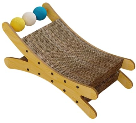 predolo Katzenkratzbrett Katzenkratznest Katzenkratzmatte Katzenbett Kratzmöbel Holz Karton Langlebig Formstabil für Katzenliebhaber Wohnzimmer Heimdekoration, Holzfarbe