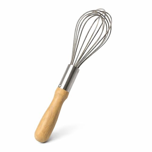 Stainless Steel Balloon Whisk with Wooden Handle – Heavy Duty Wire Whisk 30/35/40cm – Manual Egg Beater for Baking, Mixing, Cooking & Kitchen Use (30 CM)