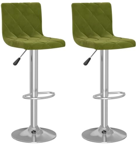vidaXL 2X Barhocker Höhenverstellbar Drehbar Küchenhocker Barstuhl Tresenhocker Tresenstuhl Thekenhocker Bistrohocker Bar Stuhl Hocker Hellgrün Samt