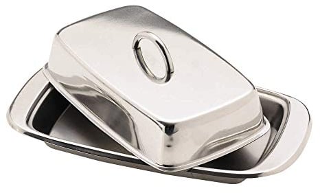 KitchenCraft Beurrier Avec Couvercle, Acier Inoxydable, Argent 19,5 X 10 X 8 cm