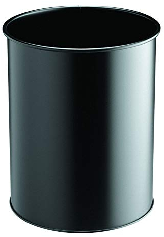Durable 330101 Papelera redonda de metal, 15 litros, negro