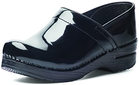 Dansko Professioneller Damen-Clog-Slipper, ganztägiger Komfort, Fußgewölbeunterstützung, Schwarz Lack, 43.5/44 EU