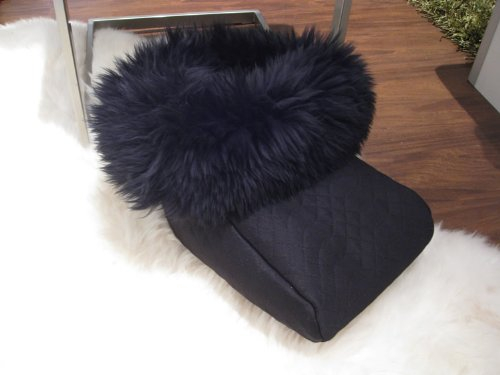 Fußsack Fußwärmer FUSA-HW-SCH-SCH Steppstoff mit echtem hochwolligem Merino Lammfell gefüttert 60mm schwarz-schwarz
