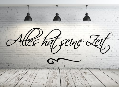 Wandtattoo 68085-58x20 cm, ~ Spruch: Alles hat seine Zeit ~ Wandaufkleber Wandtatoos Sticker Aufkleber für die Wand, Fensterbild, Tapetensticker, Türaufkleber, Tattoo aus Markenfolie - aus 32 Farben wählen