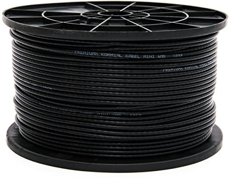 PremiumX cable satelital mini coaxial de 100 m en negro - Extra delgado con un diámetro de 4 mm - Doble blindaje para satélite | cable | DVB-T - Compatible con Ultra HD 4K y 3D