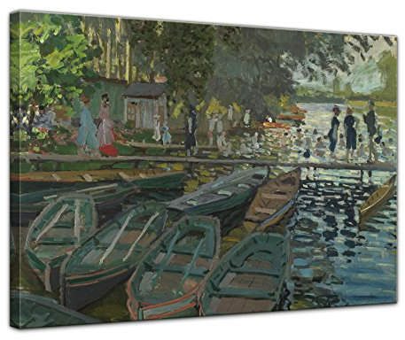 Bilderdepot24 Bild auf Leinwand | Claude Monet - Badende in La Grenouillère in 50x40 cm als Wandbild | Wand-deko Dekoration Wohnung alte Meister | NEU-180214-50x40-bilg