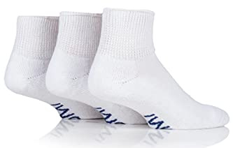 IOMI SOCKSHOP FootNurse Mens and Ladies Diabetic Ankle Socks Pack of 3 White 6-8.5