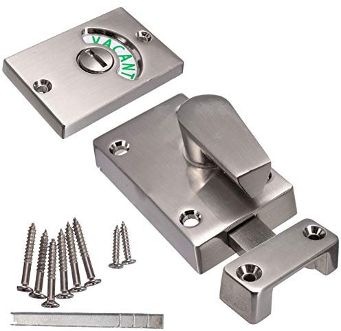 Door Lock Indicator,Toilet Bathroom Lock Vacant/Engaged Chrome Latch Indicating DeadBolt Public Restroom Toilet Privacy Partition Door Lock Latch (Satin Nickel)