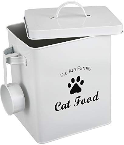 Pethiy Cajas de almacenamiento de Alimentos seco para Gatos,Mascota Contenedor para Comida con tapa, cuchara de servir incluida,capacidad de 2.3kg