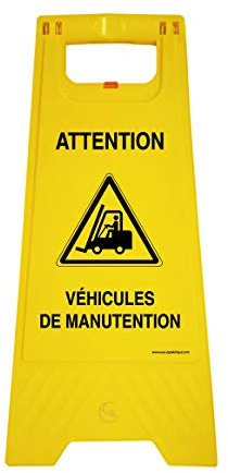 AUA SIGNALETIQUE - Chevalet de signalisation passage véhicules manutention - Poids 1KG en plastique jaune