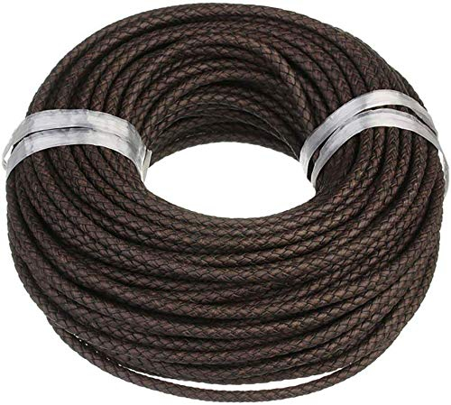 König Design Lederband Lederschnur geflochten - Durchmesser 4 mm/Farbe Braun/Länge 5m