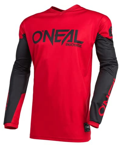 O'NEAL | Maglia Motocross | Enduro MX | Tessuto Traspirante, Protezione Gomiti Imbottita, vestibilità per la Massima libertà di Movimento | Element Jersey Threat | Adulto | Rosso Nero | Taglia L