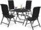 BRUBAKER Garten Sitzgruppe Milano - 1 Glastisch Klapptisch rund 70 cm Ø mit 4 Hochlehner Stühlen - Aluminium - Wetterfest - Anthrazit