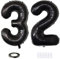 Xihuimay 40 Nummer 32 Folienballon Zahl 32 Luftballon Ziffer 32. Geburtstag Ballon 100cm Riesen Ballons Luft oder Helium Digitaler Ballon für Mädchen Junge Jubiläum Feierliche Anlässe, Schwarz XXL