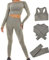 DONYKARRY Ensemble De Vêtements De Sport Sans Couture Pour Femme, Pantalon à Manches Longues, Pantalon De Yoga, Entraînement Sportif, Haut Court Avec Trou Pour Le Pouce