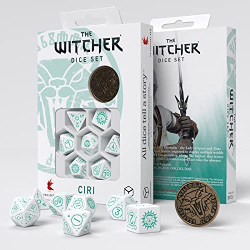 Q-Workshop QWOWCI4Q - The Witcher Dice Set: Ciri - The Law of Surprise (7), White, 15 x 2.5 x 10.5 cm