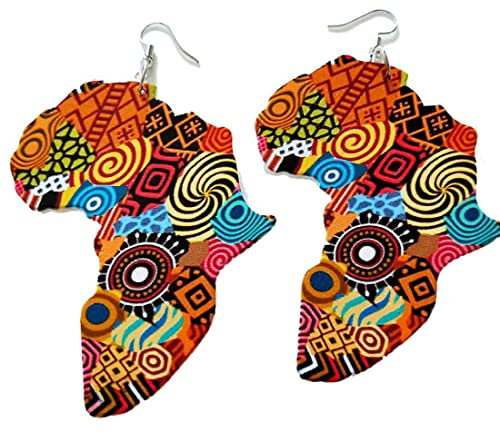 Hölzerne Farbige Afrikanische Karte Drop Ohrringe Erklärung Baumeln Ohrringe Ethnische Ohrringe Ohrschmuck Für Frauen