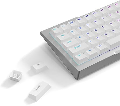 PWNAGE Komplettes PBT-Tastenkappen-Set – Double Shot PBT Shine Through Full Keyboard Keycaps (Weiß)