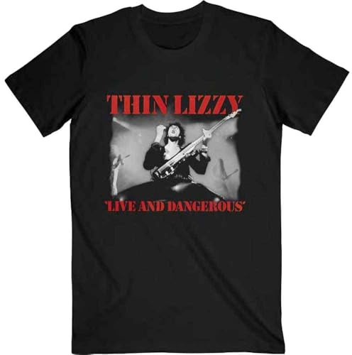 Thin Lizzy T Shirt Live and Dangerous Band Logo Official Mens Black S