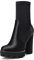 NobleOnly Donna Chunky Blocco Alto High Tacco Heel Piattaforma Rotonda Punta Stivaletti Cerniera da Matrimonio Feste Sexy Stivali Nero Raso 37 EU