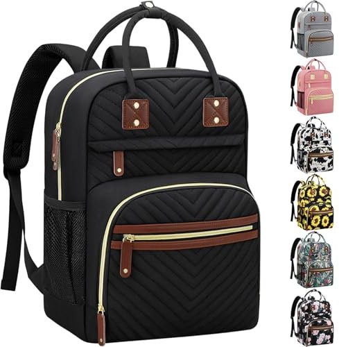 Wickeltasche Rucksack Tote für Frauen Große Kapazität, Babytasche mit isolierten Taschen Multifunktionale Wickeltaschen, Schwarz, 11.5L x 6.0W x 16.0H, Daypack Rucksäcke