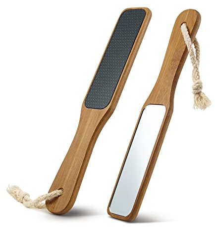 FVION Hornhautentferner - 2 in1 Nano Glas Hornhautraspel mit Spiegel, Professionelle Hornhautfeile für Nass & Trocken Füsse, Fußraspel für Harte und Abgestorbene Haut, Fußpflege sicher & schnell