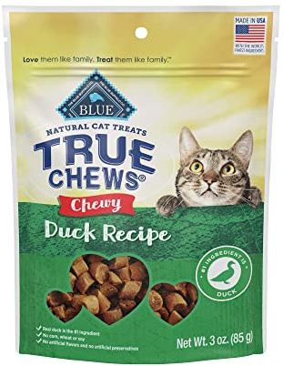 Blue Buffalo True Chews Natural Chewy Cat Treats, Made in the USA, Duck Recipe, 3-oz Resealable Bag
