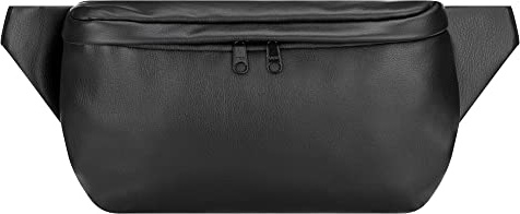 PP-Berlin Bauchtasche Kunstleder Schwarz, Eckig Groß | Handgefertigt in Berlin, vegan, 3 Fächer, verstellbarer Gurt