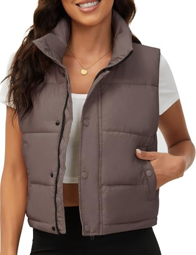 Fengbay Womens Puffer Gilets Sleeveless Stand Collar Quilted Padded Vest | Multi Storage Pockets;Windproof;Transition Gilet For Autumn & Winter;Versatile For Casual Hiking Shopping