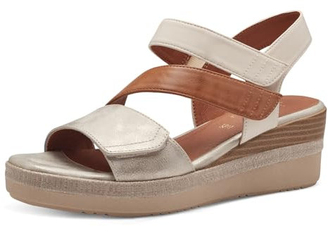Jana Femme 8-28364-42 Sandale compensée, Beige Or, 42 EU Large