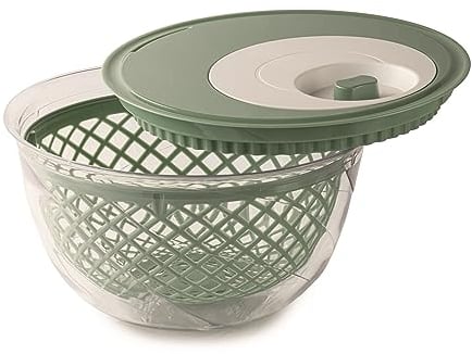 Snips, Spin and Serve - Salatschleuder, 4 l, 27 x 27 x 15 cm, Salatwascher und Schleuder in Grün & Weiß, Made in Italy