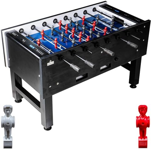 RAMROXX Fußball Tischkicker Turnier Fireball blaues Spielfeld Figuren Grau Rot 95kg