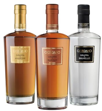 GIORDANO VINI - Confezione di Grappe Pregiate 3 tipologie di Grappa Invecchiata e Selezionata - 3 Bottiglie da 50 cl