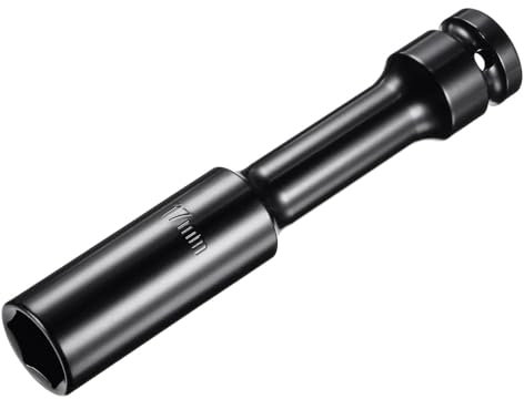 TA-VIGOR Deep Impact Socket, 1/4 Inch Drive by 17mm Deep Impact Socket, Heat-Treated CR-V Steel 17mm Socket, 1/2 Drive 6-Point Socket for Home Car Repair