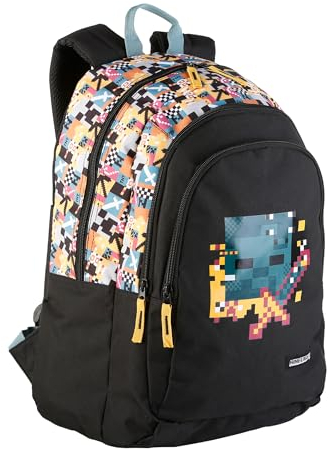 ToyBags Mochila Escolar Minecraft Pixel Doble Compartimento y Bolsillos Frontal - Adaptable a Carro - Interior Forrado con Porta ordenador - Tirantes y Espalda Acolchados - 44 x 30 x 20 cm